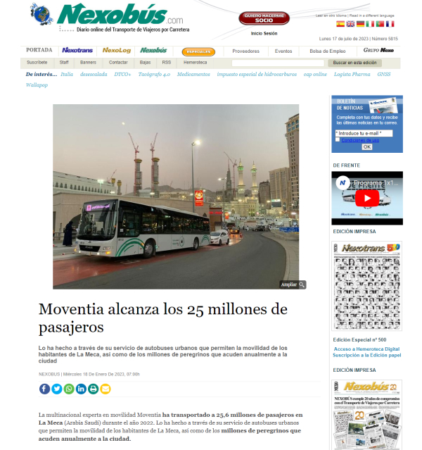 Moventia alcanza los 25 millones de pasajeros